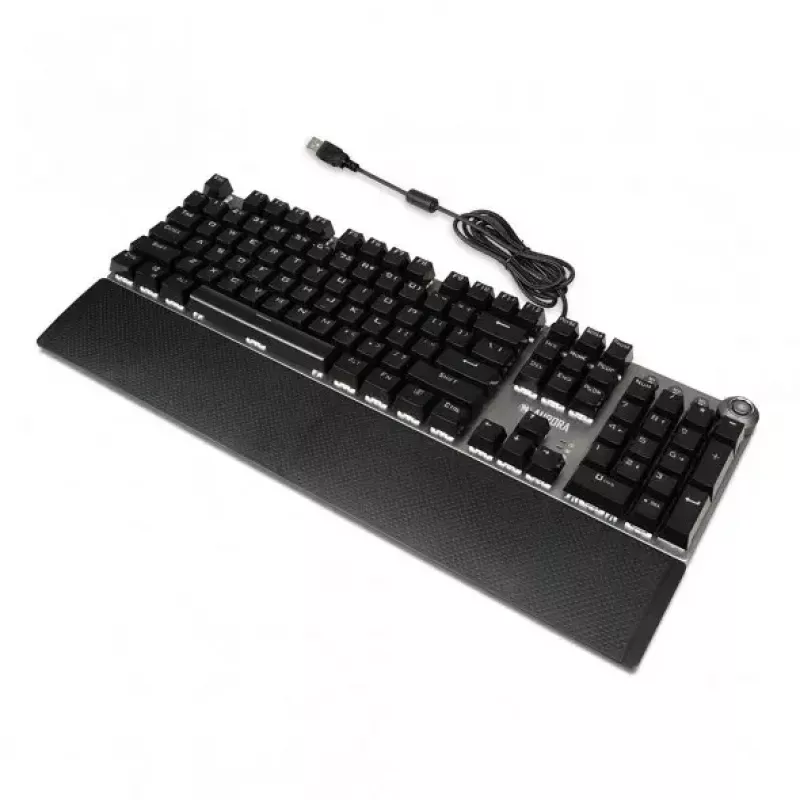 Teclado mecânico gaming com fios IBOX AURORA K-4 — QWERTY, 108 teclas, retroiluminação LED ajustável, à prova de água, USB, cabo 1,6 m