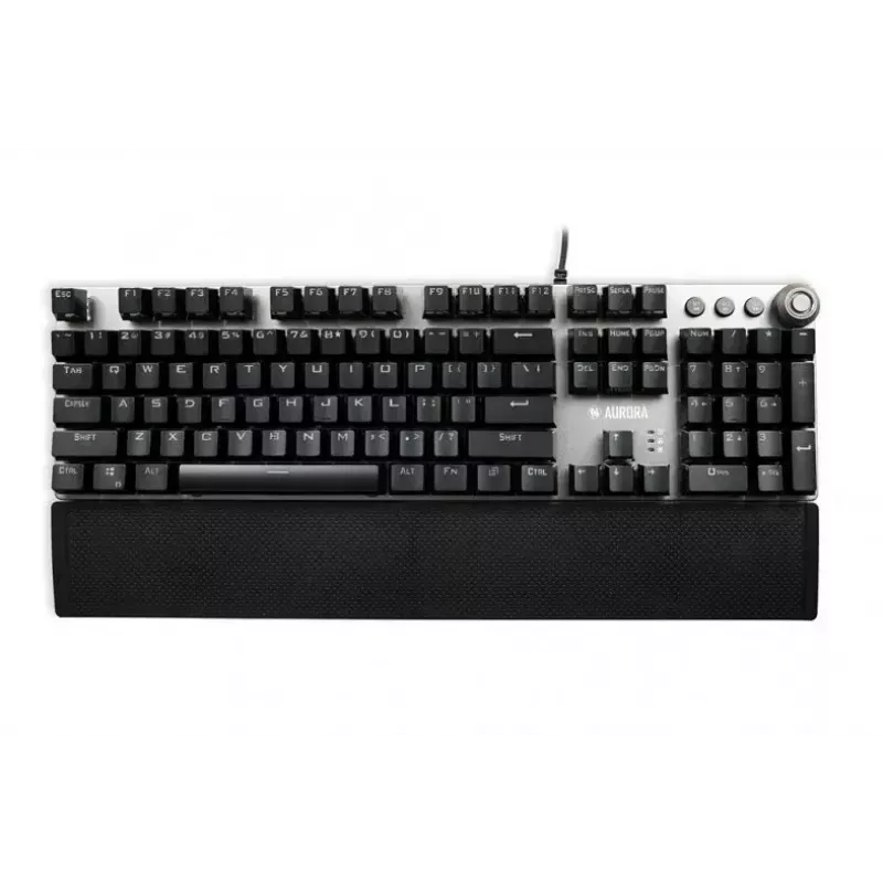 Teclado mecânico gaming com fios IBOX AURORA K-4 — QWERTY, 108 teclas, retroiluminação LED ajustável, à prova de água, USB, cabo 1,6 m