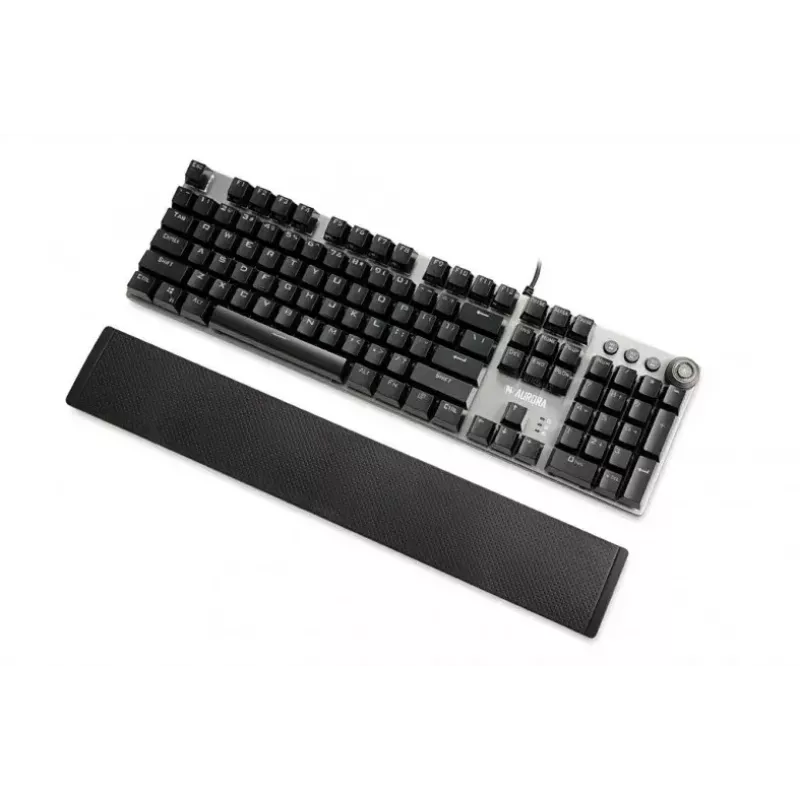 Teclado mecânico gaming com fios IBOX AURORA K-4 — QWERTY, 108 teclas, retroiluminação LED ajustável, à prova de água, USB, cabo 1,6 m