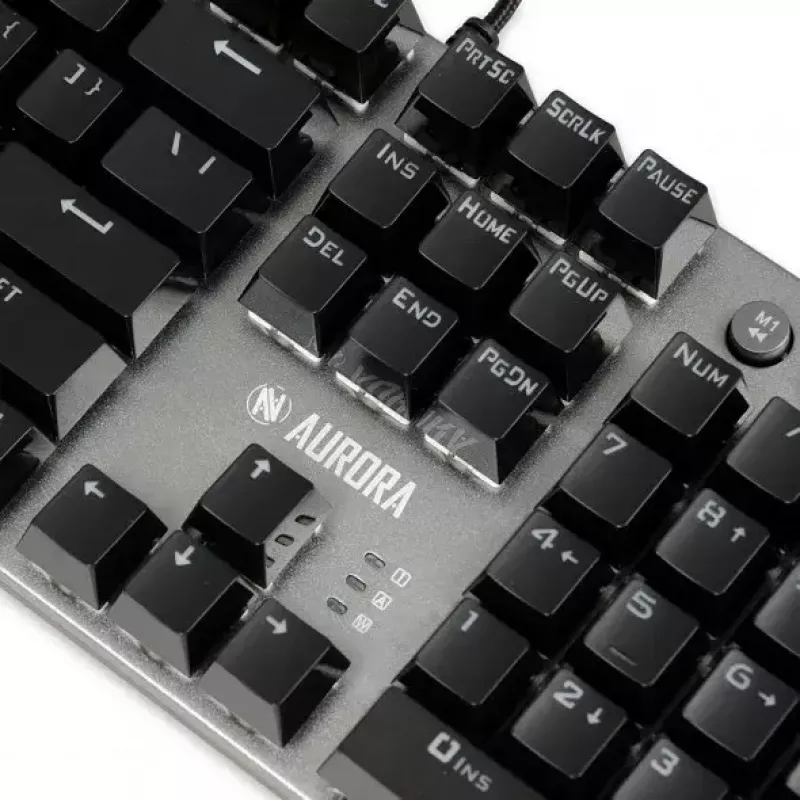 Teclado mecânico gaming com fios IBOX AURORA K-4 — QWERTY, 108 teclas, retroiluminação LED ajustável, à prova de água, USB, cabo 1,6 m