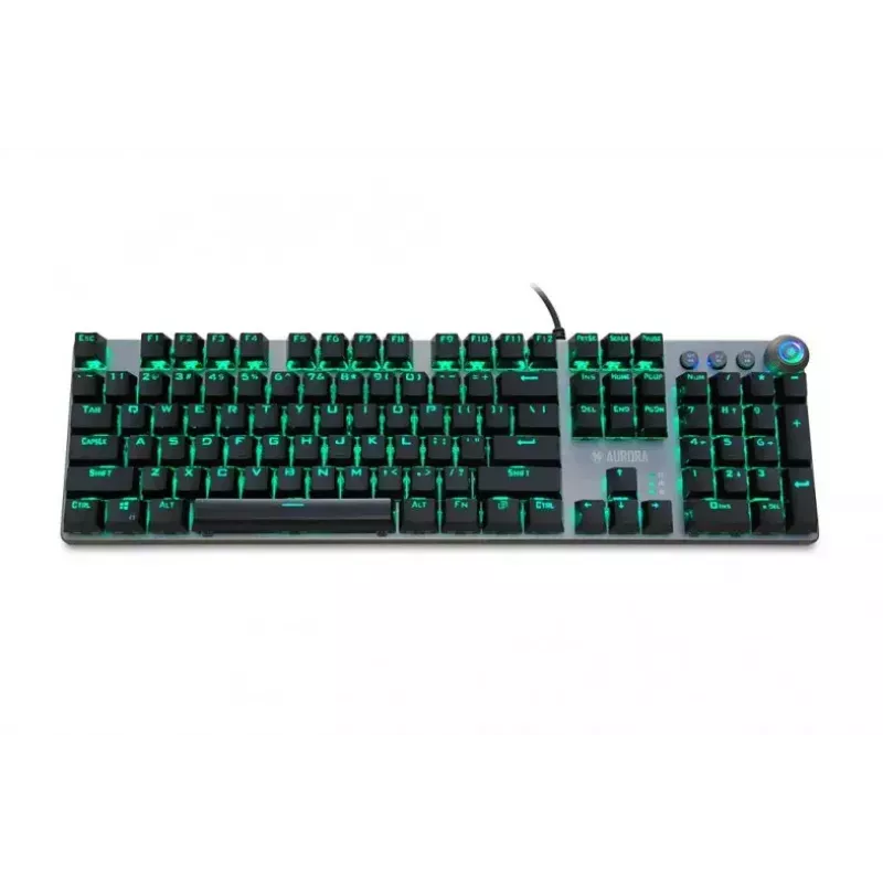 Teclado mecânico gaming com fios IBOX AURORA K-4 — QWERTY, 108 teclas, retroiluminação LED ajustável, à prova de água, USB, cabo 1,6 m