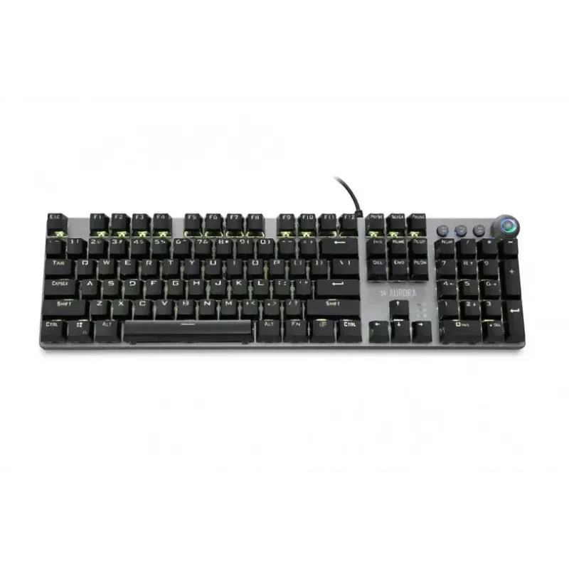 Teclado mecânico gaming com fios IBOX AURORA K-4 — QWERTY, 108 teclas, retroiluminação LED ajustável, à prova de água, USB, cabo 1,6 m
