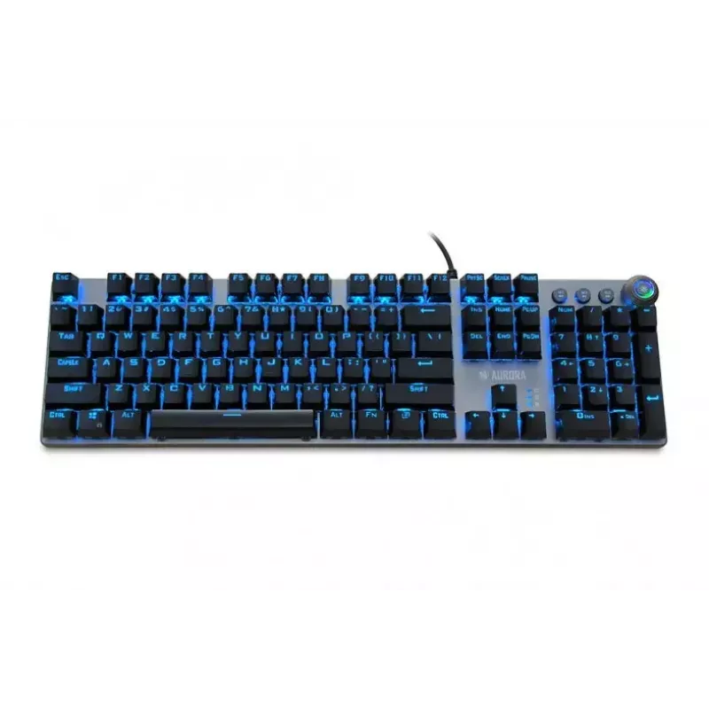 Teclado mecânico gaming com fios IBOX AURORA K-4 — QWERTY, 108 teclas, retroiluminação LED ajustável, à prova de água, USB, cabo 1,6 m