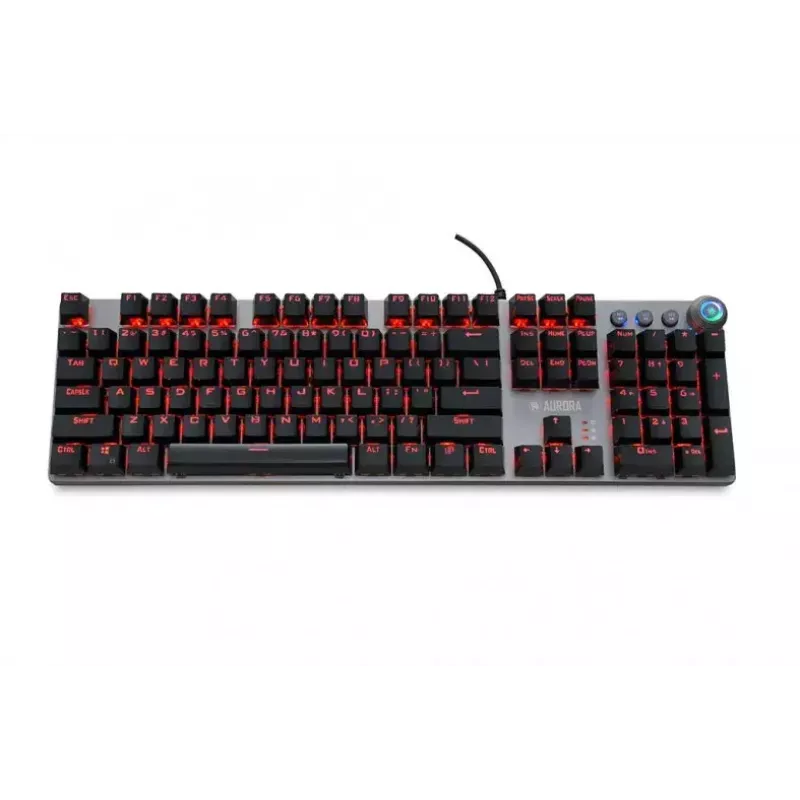Teclado mecânico gaming com fios IBOX AURORA K-4 — QWERTY, 108 teclas, retroiluminação LED ajustável, à prova de água, USB, cabo 1,6 m