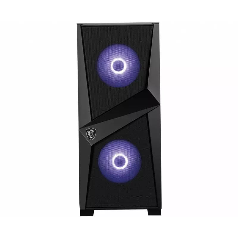 MSI MAG FORGE 100M caixa gaming midi-tower 'preta, 2 ventoinhas RGB PWM de 120mm, 1 ventoinha de 120mm, hub RGB 1-6, painel de vidro temperado, ATX, mATX, mini-ITX'