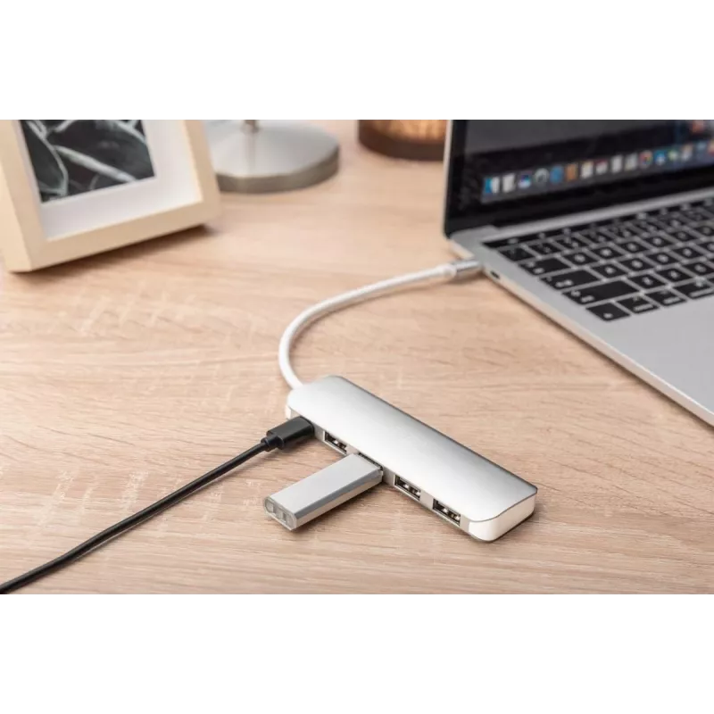 DIGITUS hub USB-C 4 portas PD 4x USB 3.0, 1x carregamento PD, cinzento