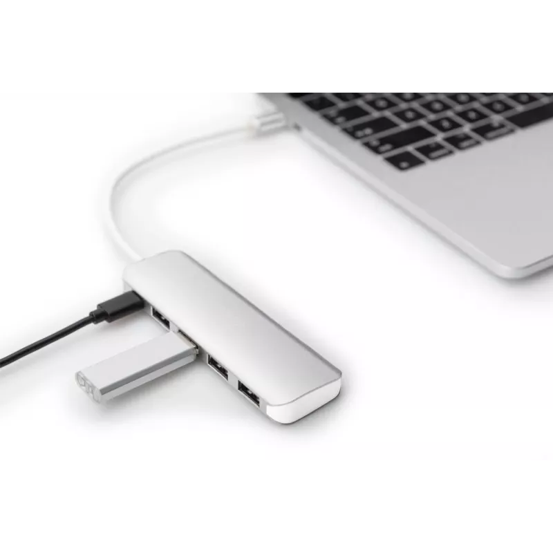 DIGITUS hub USB-C 4 portas PD 4x USB 3.0, 1x carregamento PD, cinzento
