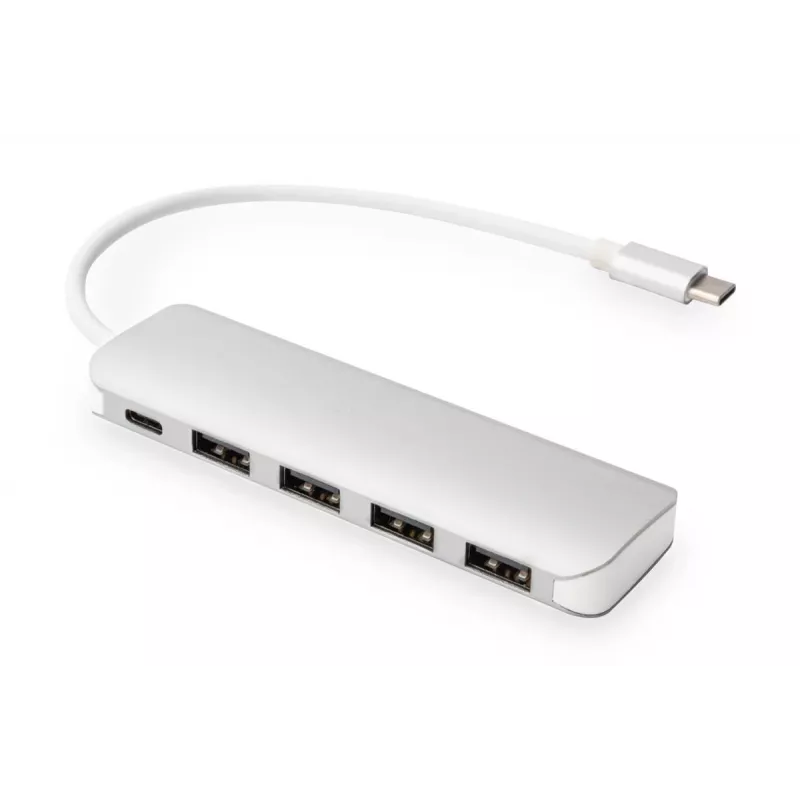 DIGITUS hub USB-C 4 portas PD 4x USB 3.0, 1x carregamento PD, cinzento