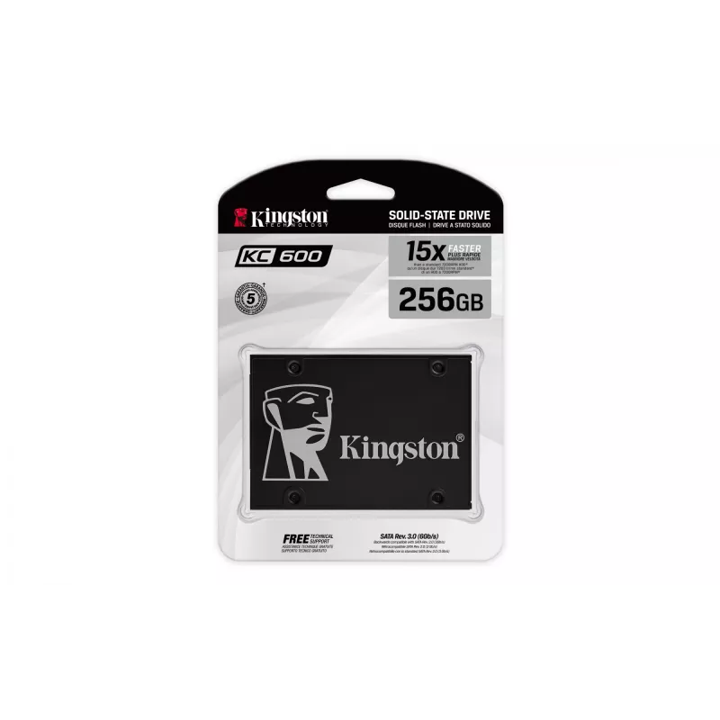 Kingston Technology 256G SSD KC600 SATA3 2,5 polegadas, 256 GB, 2,5 polegadas, 550 MB/s, 6 Gbit/s