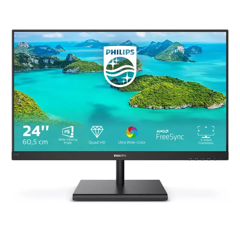 Philips E Line 245E1S/00 monitor de computador 60,5 cm (23,8 polegadas) 2560 x 1440 píxeis 2K Ultra HD LCD preto