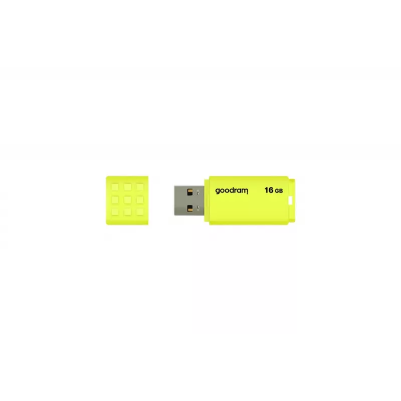 Pen USB GOODRAM UME2 16 GB, USB 2.0 Type-A, amarelo, 51 × 21 mm
