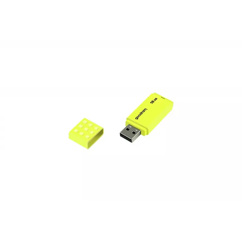 Pen USB GOODRAM UME2 16 GB, USB 2.0 Type-A, amarelo, 51 × 21 mm
