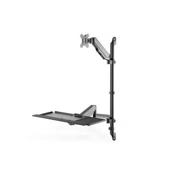 Suporte de parede DIGITUS para posto de trabalho sentado/em pé, individual, preto, carga máx.: 1-8 kg, tamanho máx. de ecrã: 17-32 polegadas