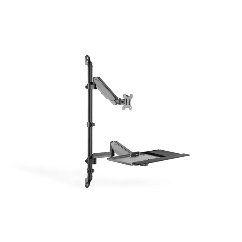 Suporte de parede DIGITUS para posto de trabalho sentado/em pé, individual, preto, carga máx.: 1-8 kg, tamanho máx. de ecrã: 17-32 polegadas