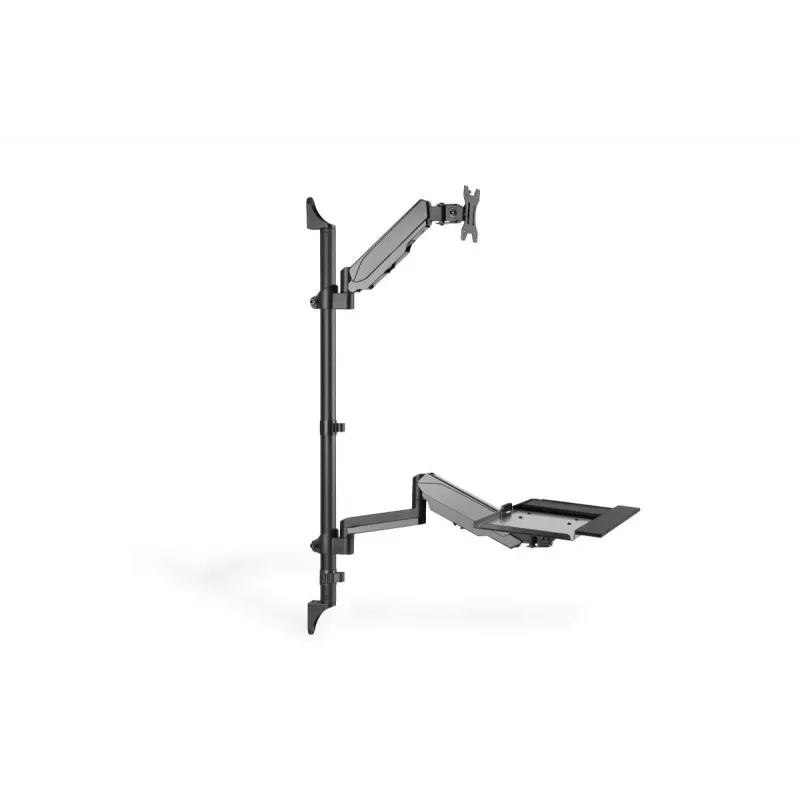 Suporte de parede DIGITUS para posto de trabalho sentado/em pé, individual, preto, carga máx.: 1-8 kg, tamanho máx. de ecrã: 17-32 polegadas