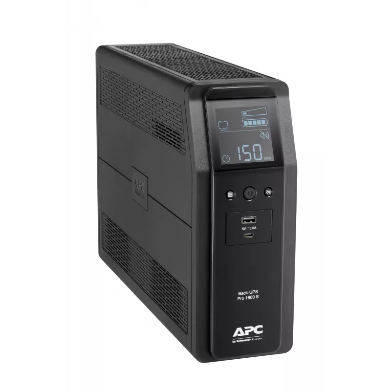 APC Back-UPS Pro, 1600VA/960W, torre, 230V, 8x tomadas IEC C13, onda sinusoidal, AVR, portas USB Type A + C, LCD, bateria substituível pelo utilizador