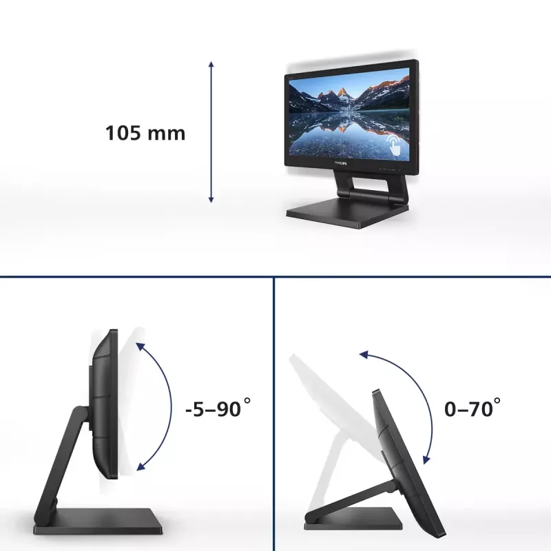 Monitor de computador Philips 162B9T/00 39,6 cm (15,6 polegadas) 1366 x 768 píxeis HD LCD ecrã tátil preto