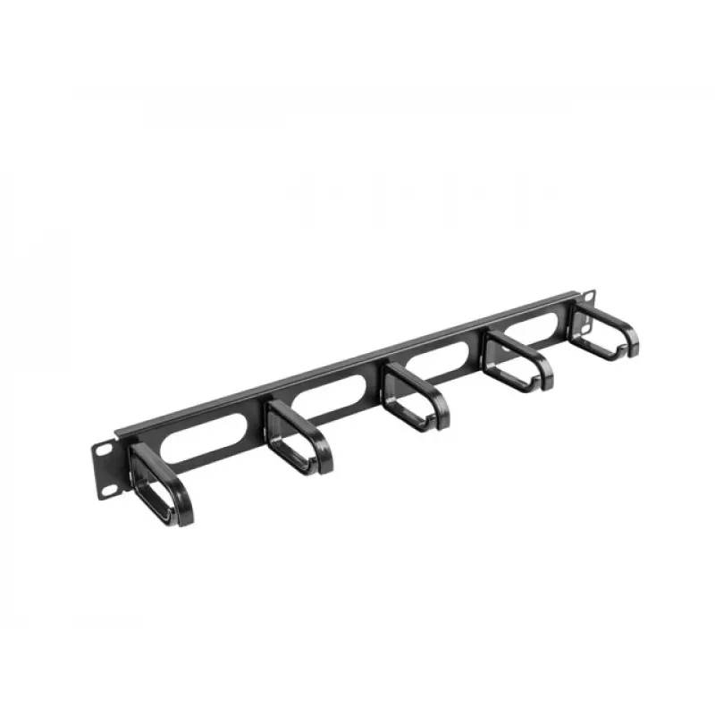 Painel de gestão de cabos LANBERG AK-1205-B, 1U metal, 19 polegadas (482,6 mm) de largura, 80 mm de profundidade, preto