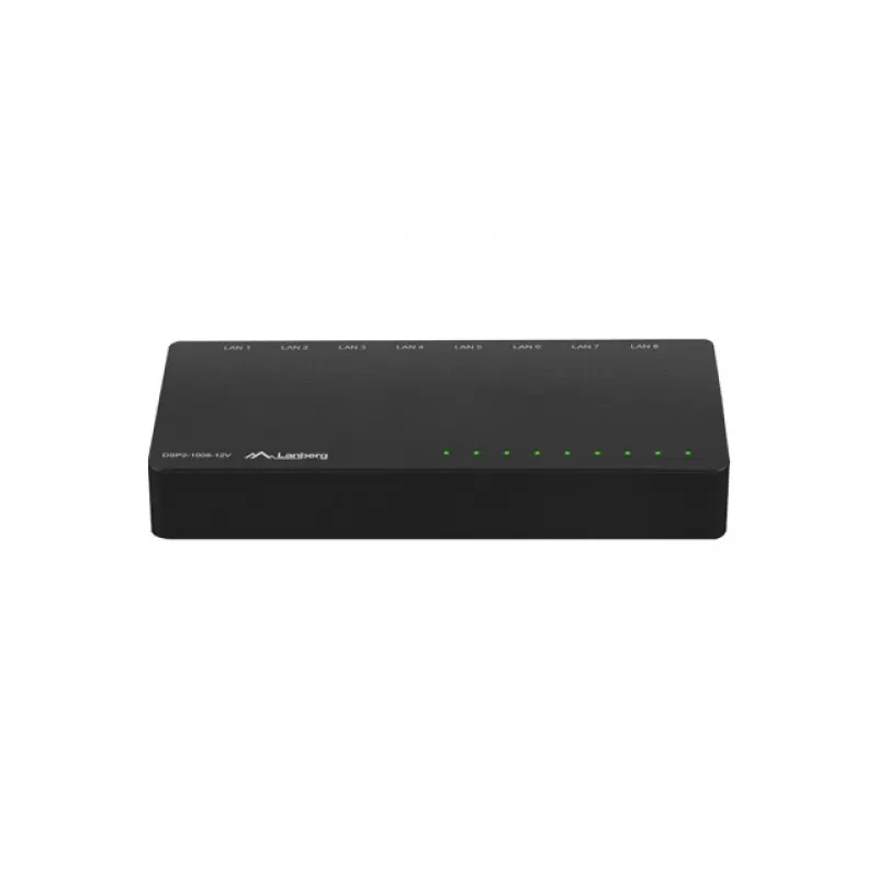 Switch LANBERG Dsp2-1008-12v 8x 1gb/s não gerido Gigabit Ethernet de secretária 12v