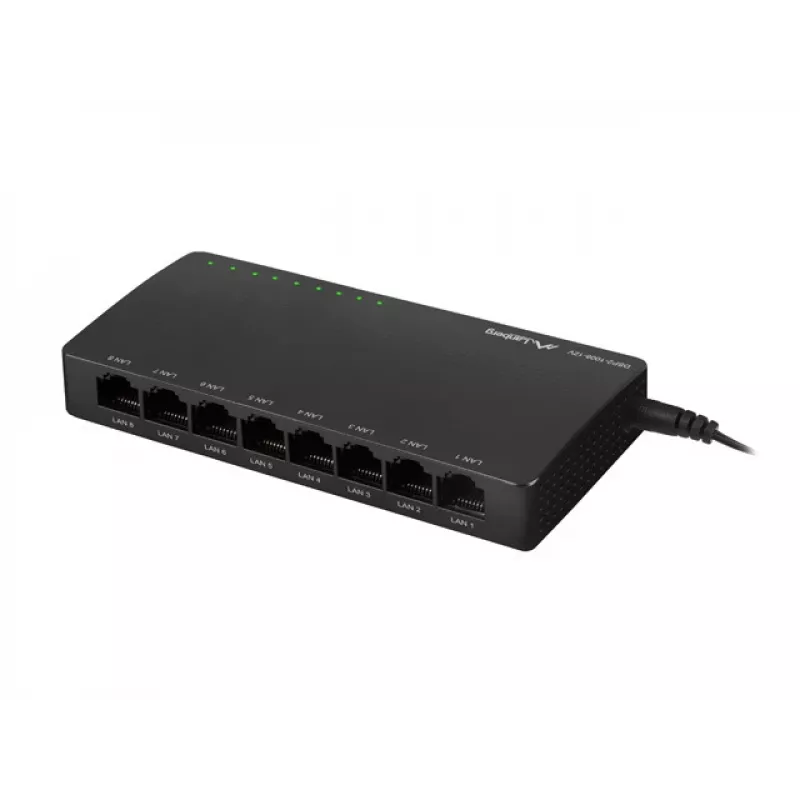 Switch LANBERG Dsp2-1008-12v 8x 1gb/s não gerido Gigabit Ethernet de secretária 12v