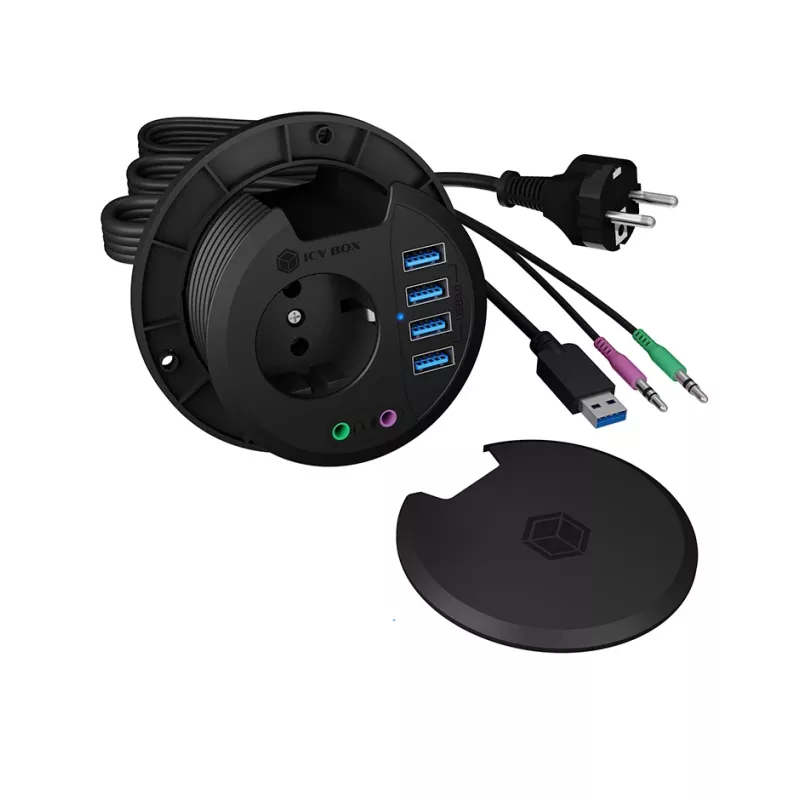 ICY BOX IB-HUB1430 tomada preto