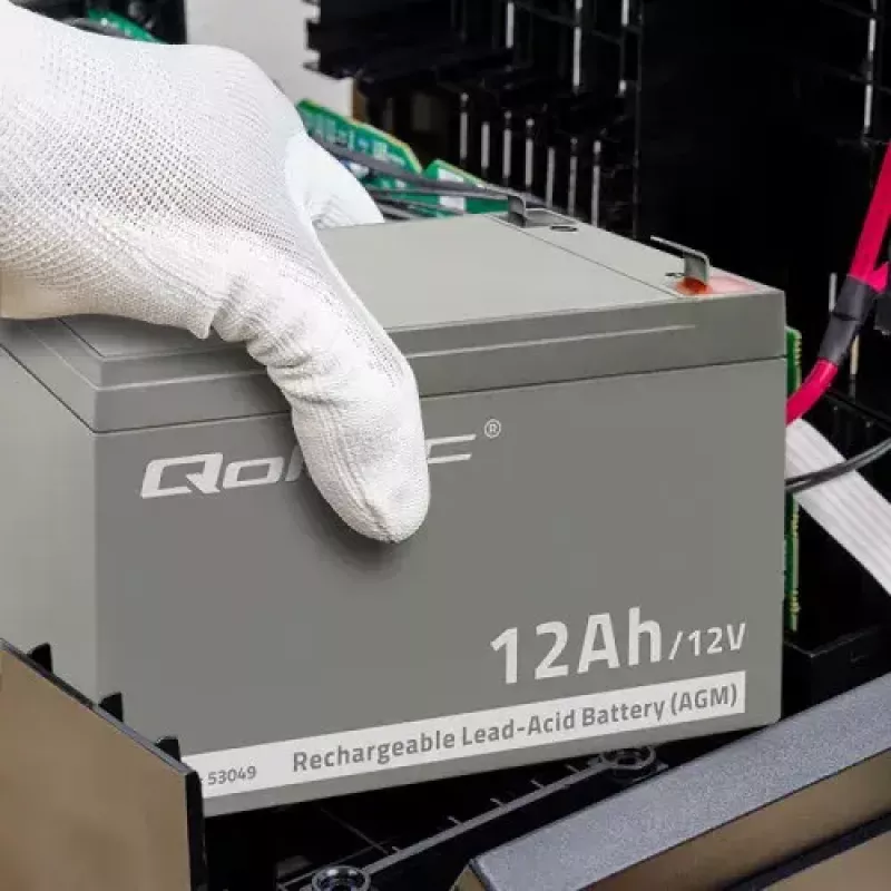 Bateria UPS QOLTEC 53049, VRLA AGM 12 V 12 Ah, cinzento, 150×98×95 mm