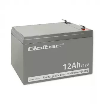 Bateria UPS QOLTEC 53049, VRLA AGM 12 V 12 Ah, cinzento, 150×98×95 mm