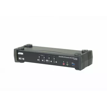 Comutador KVMP ATEN 4 portas USB 3.0 4K DisplayPort MST, 4096 x 2160 píxeis, 4K Ultra HD, 4,89 W, preto
