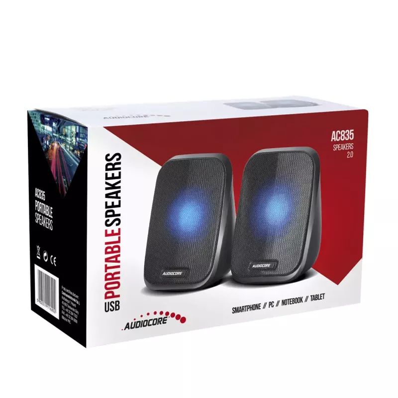 Altifalante Audiocore AC835 com fios 2.0 6 W USB preto altifalante de mesa