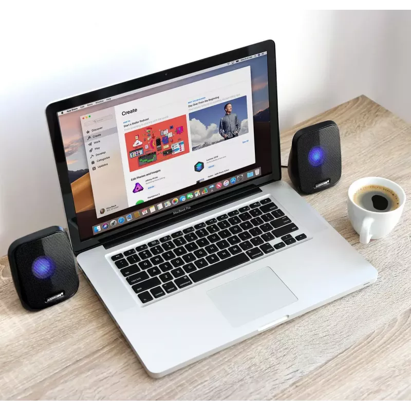 Altifalante Audiocore AC835 com fios 2.0 6 W USB preto altifalante de mesa