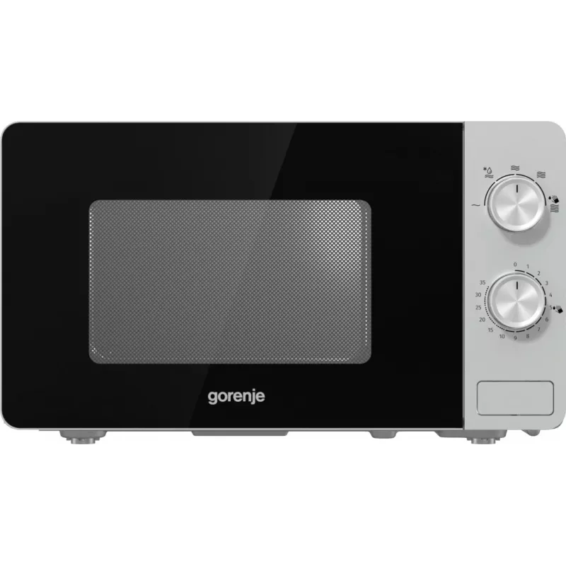 Micro-ondas Solo Gorenje MO20E1S — 20 l, 800 W, botão rotativo, prato giratório de 270 mm, aço inoxidável/preto