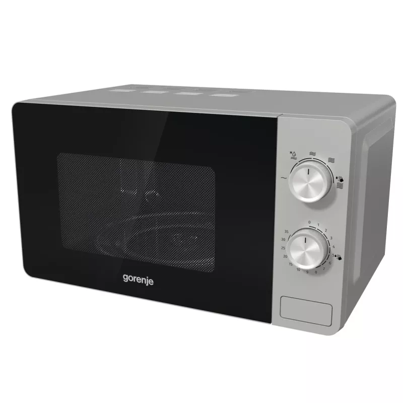 Micro-ondas Solo Gorenje MO20E1S — 20 l, 800 W, botão rotativo, prato giratório de 270 mm, aço inoxidável/preto