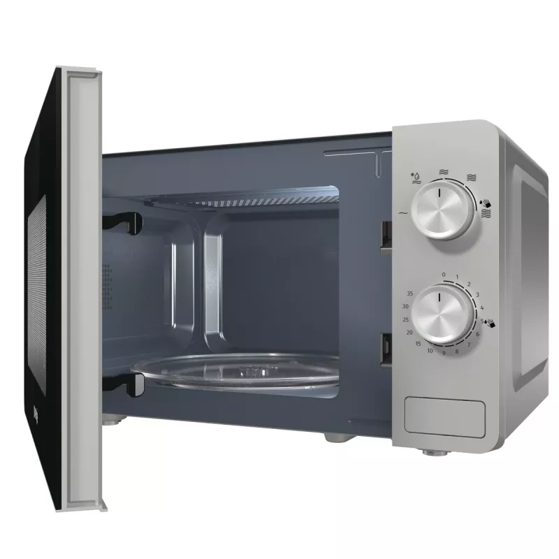 Micro-ondas Solo Gorenje MO20E1S — 20 l, 800 W, botão rotativo, prato giratório de 270 mm, aço inoxidável/preto