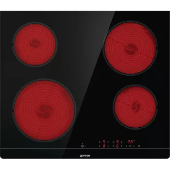 Placa vitrocerâmica de encastre Gorenje ECT641BSC, 60 cm, 4 zonas, controlo tátil, preto