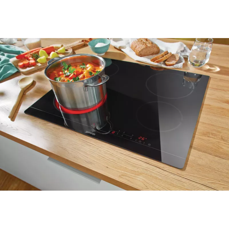 Placa vitrocerâmica de encastre Gorenje ECT641BSC, 60 cm, 4 zonas, controlo tátil, preto