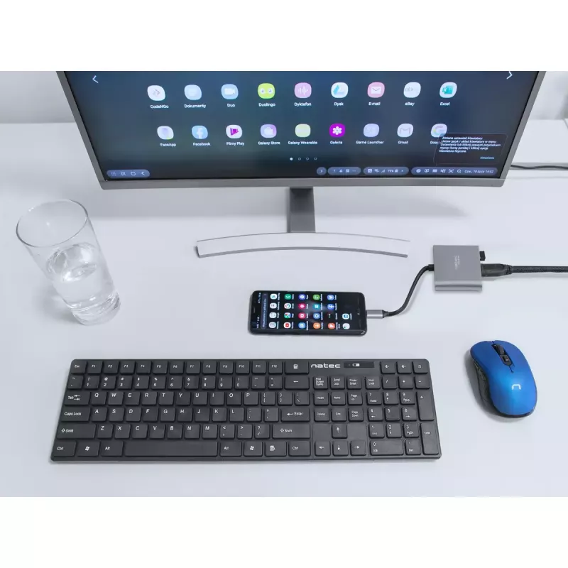 NATEC Fowler Mini adaptador multiporta USB-C, USB-C PD, USB 3.0, HDMI 4K, cinzento