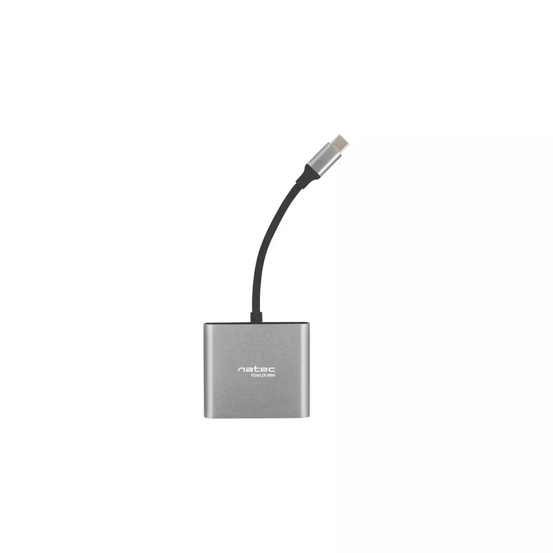 NATEC Fowler Mini adaptador multiporta USB-C, USB-C PD, USB 3.0, HDMI 4K, cinzento