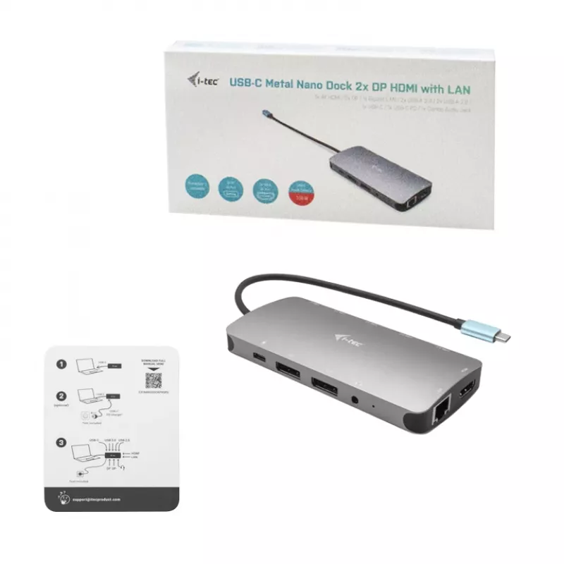 Docking station i-tec Metal USB-C Nano 3x Display + Power Delivery 100 W