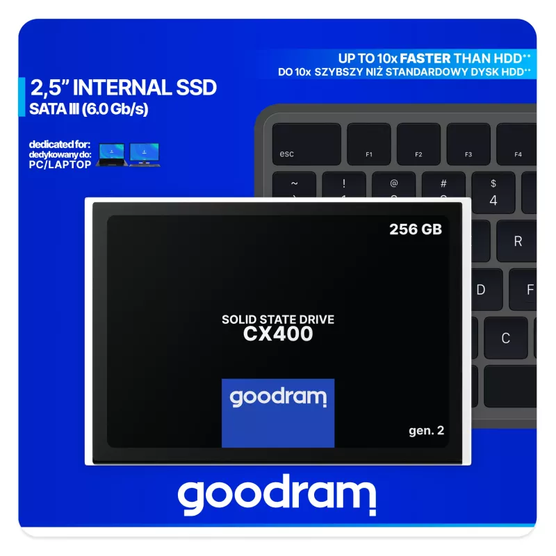 SSD 2,5 polegadas SATA III Goodram SSDPR-CX400-256-G2 256 GB, 550 MB/s leitura, 480 MB/s escrita