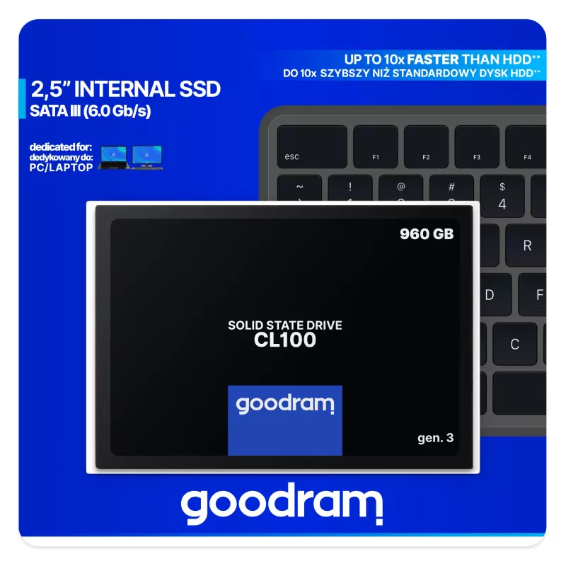 Unidade SSD Goodram 960 GB 2,5 polegadas SATA III SSDPR-CL100-960-G3