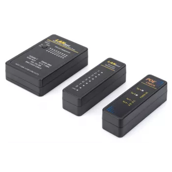 Testador de cabos DIGITUS, rede, RJ45, BNC unidade principal, unidade remota, testador PoE, com mala