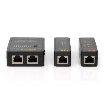 Testador de cabos DIGITUS, rede, RJ45, BNC unidade principal, unidade remota, testador PoE, com mala