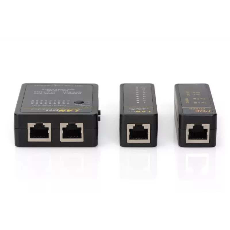 Testador de cabos DIGITUS, rede, RJ45, BNC unidade principal, unidade remota, testador PoE, com mala