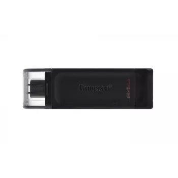 Kingston Technology DataTraveler 64GB USB-C 3.2 Gen 1 70, 64 GB, USB Type-C, 3.2 Gen 1 (3.1 Gen 1), tampa, 7 g, preto