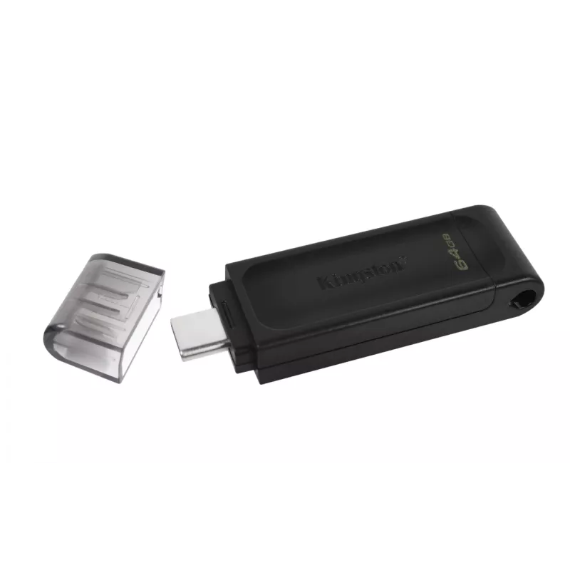 Kingston Technology DataTraveler 64GB USB-C 3.2 Gen 1 70, 64 GB, USB Type-C, 3.2 Gen 1 (3.1 Gen 1), tampa, 7 g, preto
