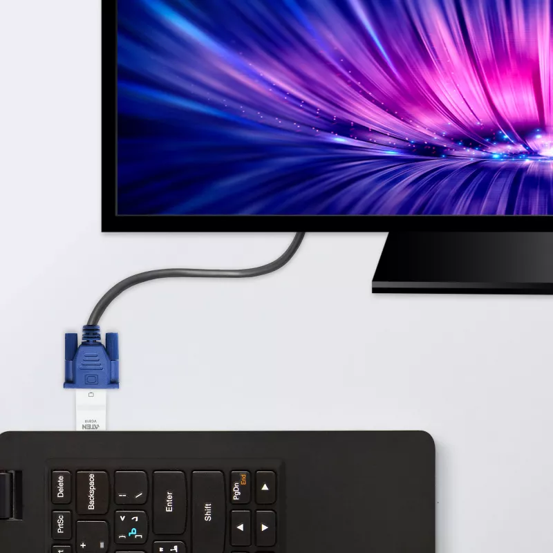 Conversor HDMI para VGA ATEN, branco, plástico, 1920 x 1200 píxeis, 1080p, HDMI, VGA