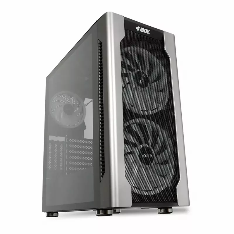 Caixa para PC IBOX Chiron ZH68 Gaming, ATX Midi-Tower, suporte EATX, preto, janela lateral, iluminação