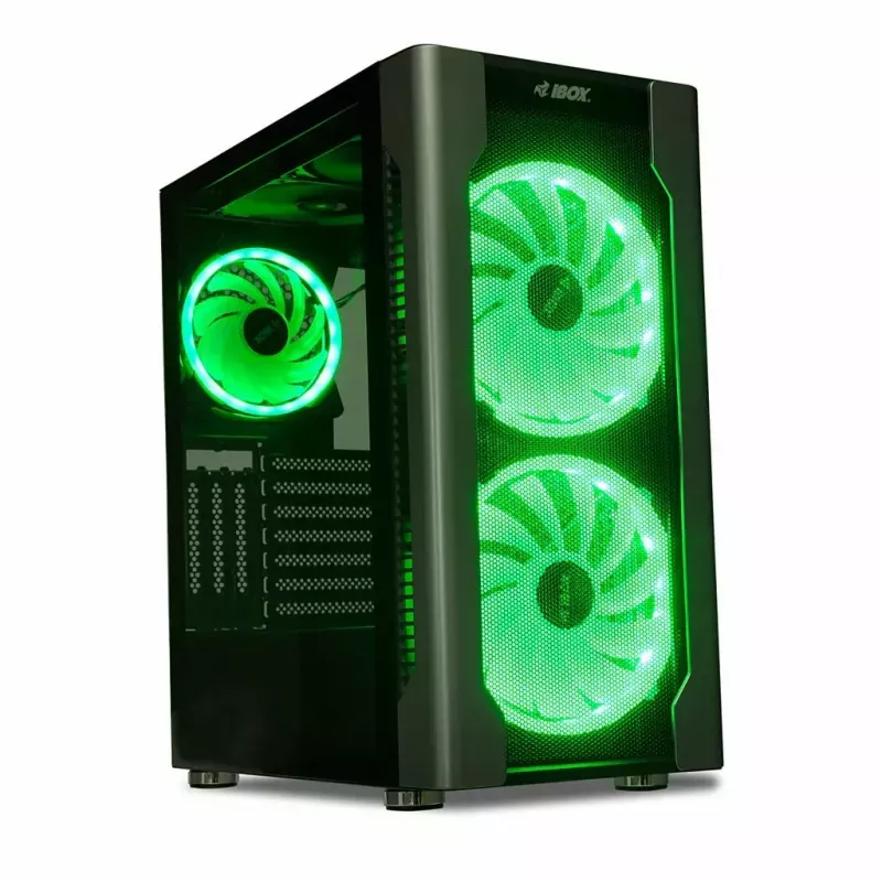 Caixa para PC IBOX Chiron ZH68 Gaming, ATX Midi-Tower, suporte EATX, preto, janela lateral, iluminação