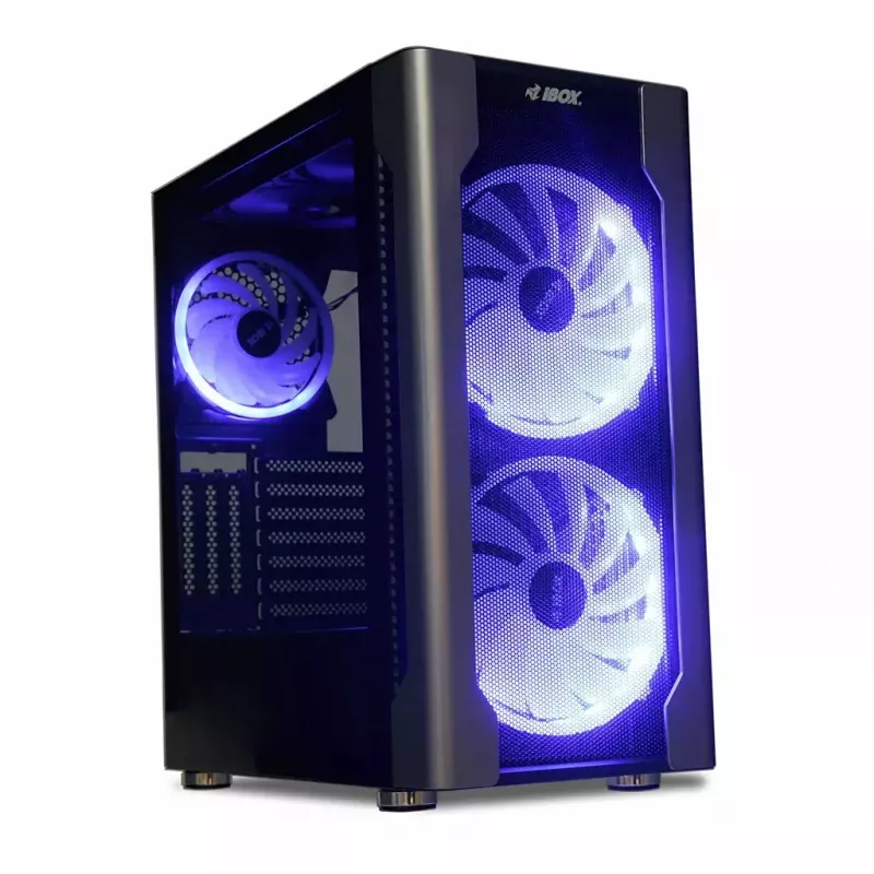 Caixa para PC IBOX Chiron ZH68 Gaming, ATX Midi-Tower, suporte EATX, preto, janela lateral, iluminação