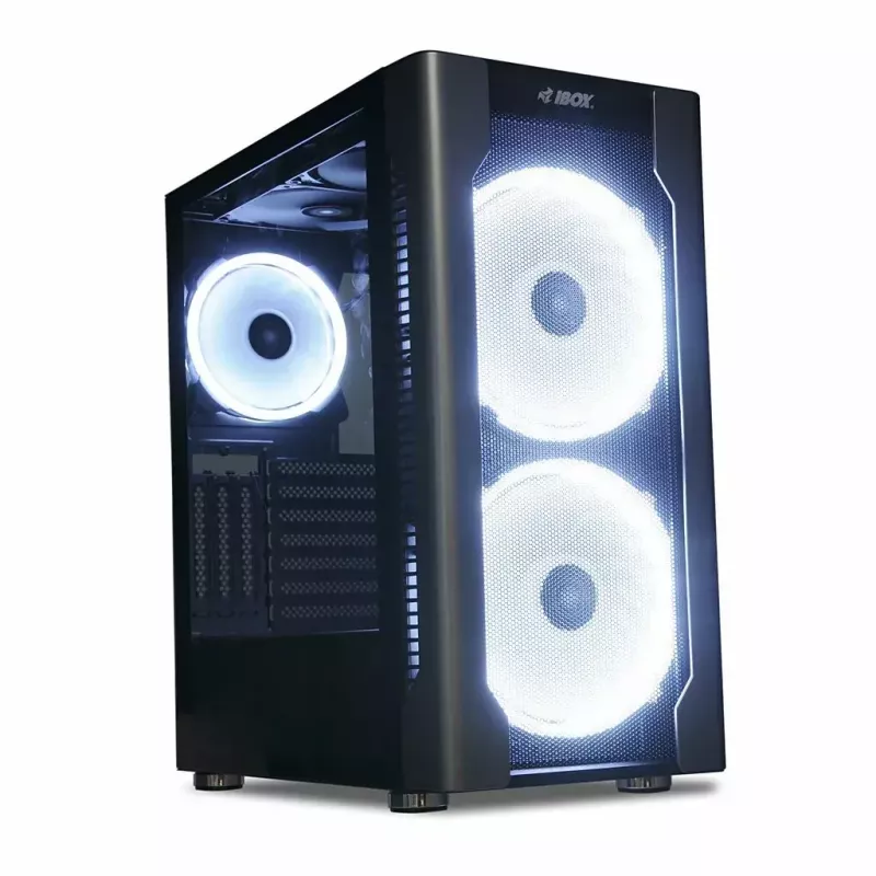 Caixa para PC IBOX Chiron ZH68 Gaming, ATX Midi-Tower, suporte EATX, preto, janela lateral, iluminação